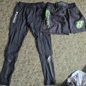 Virus Black Kids Athletic Shorts with Green Logo Accents